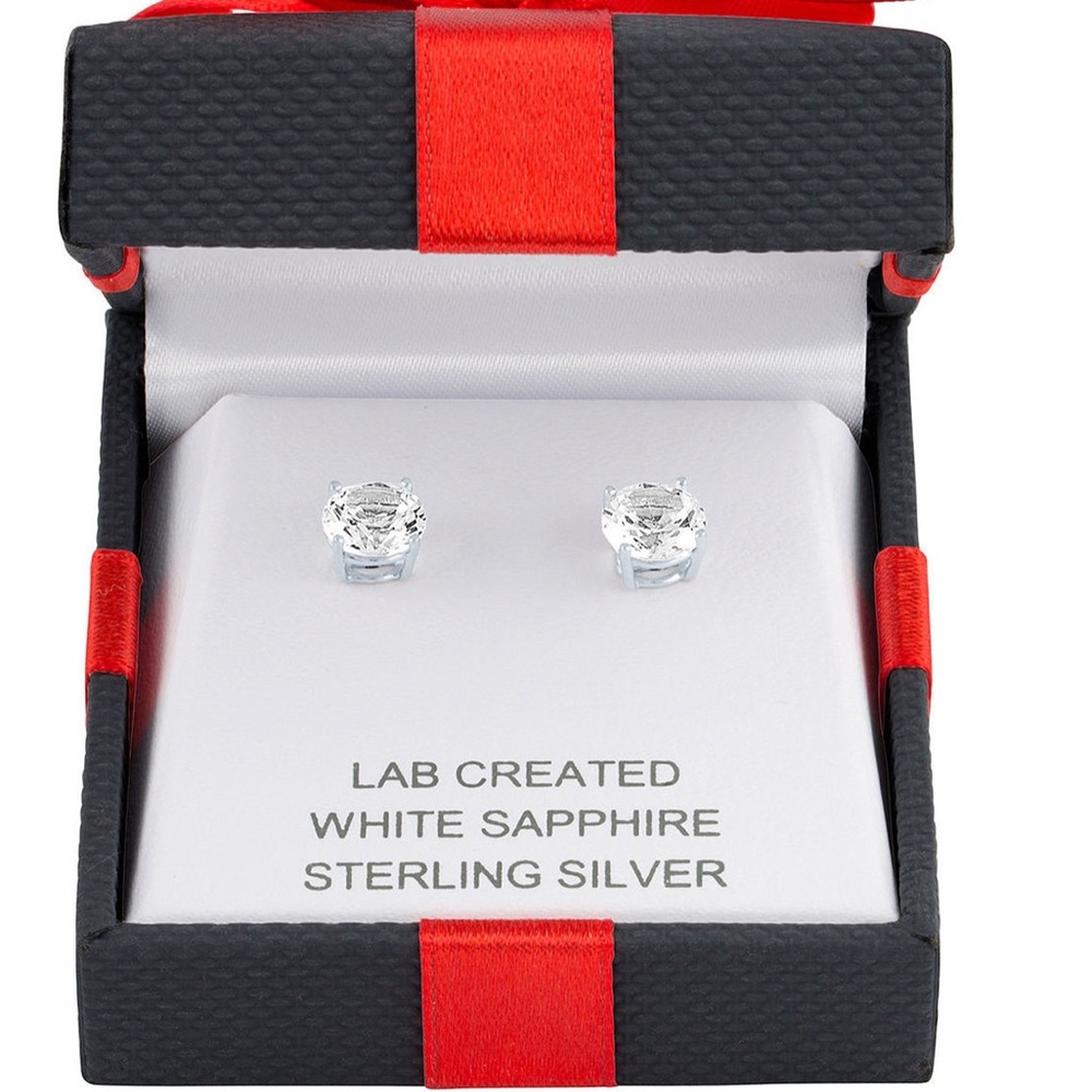 Princess cut lab created white sapphire stud earrings in sterling silver 25cttw
